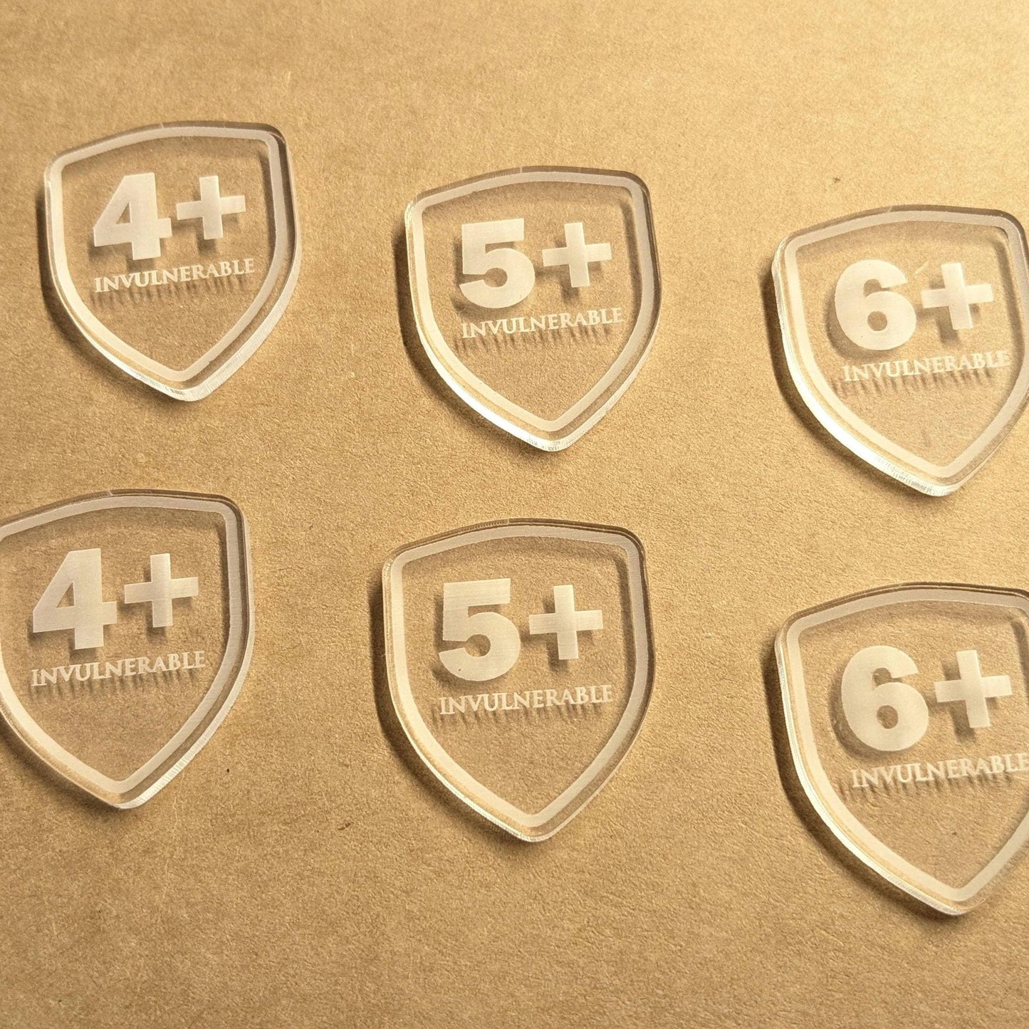 Invulnerable Save Tokens - for use with WH40K - Choice of Colours - 3mm Acrylic