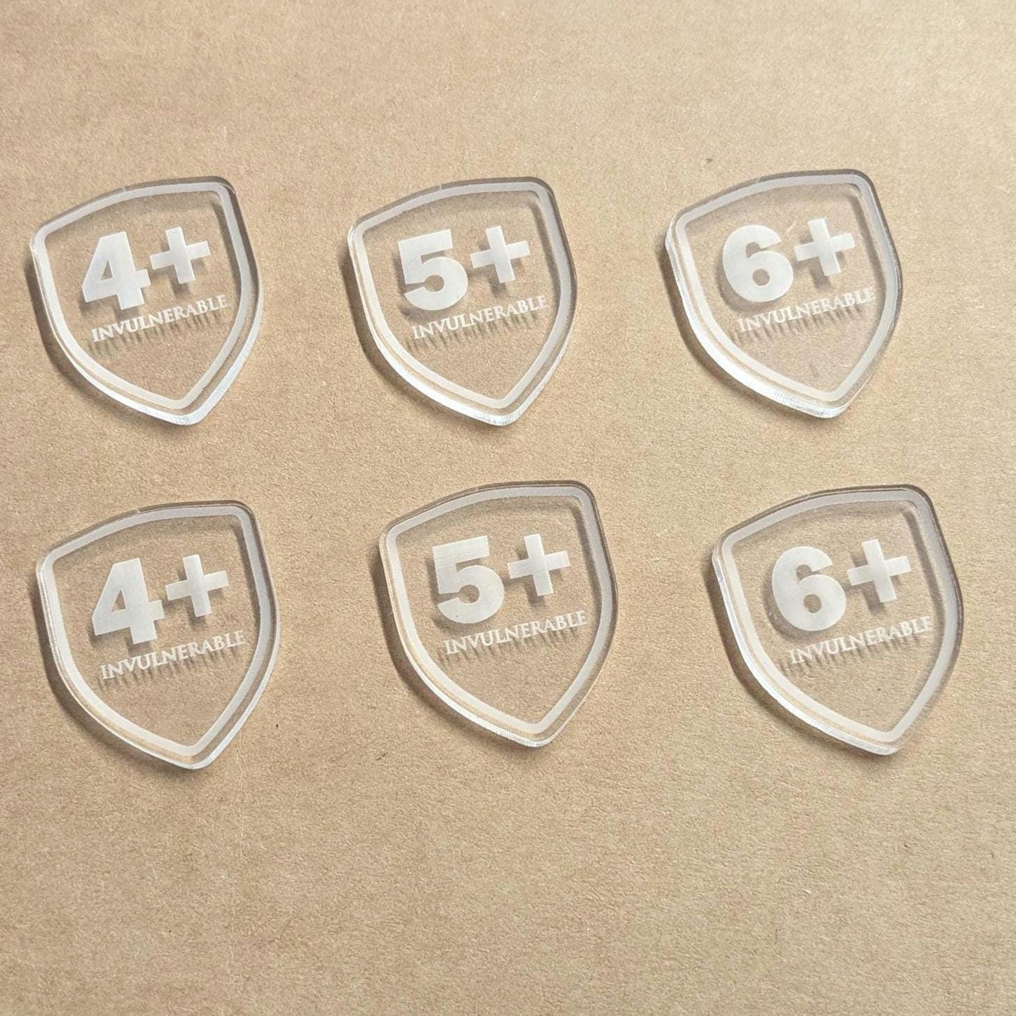 Invulnerable Save Tokens - for use with WH40K - Choice of Colours - 3mm Acrylic