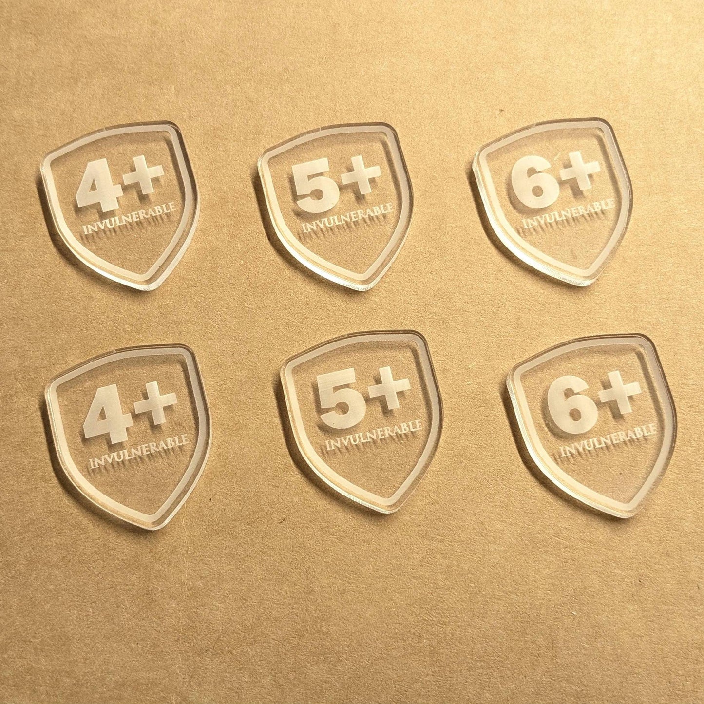 Invulnerable Save Tokens - for use with WH40K - Choice of Colours - 3mm Acrylic