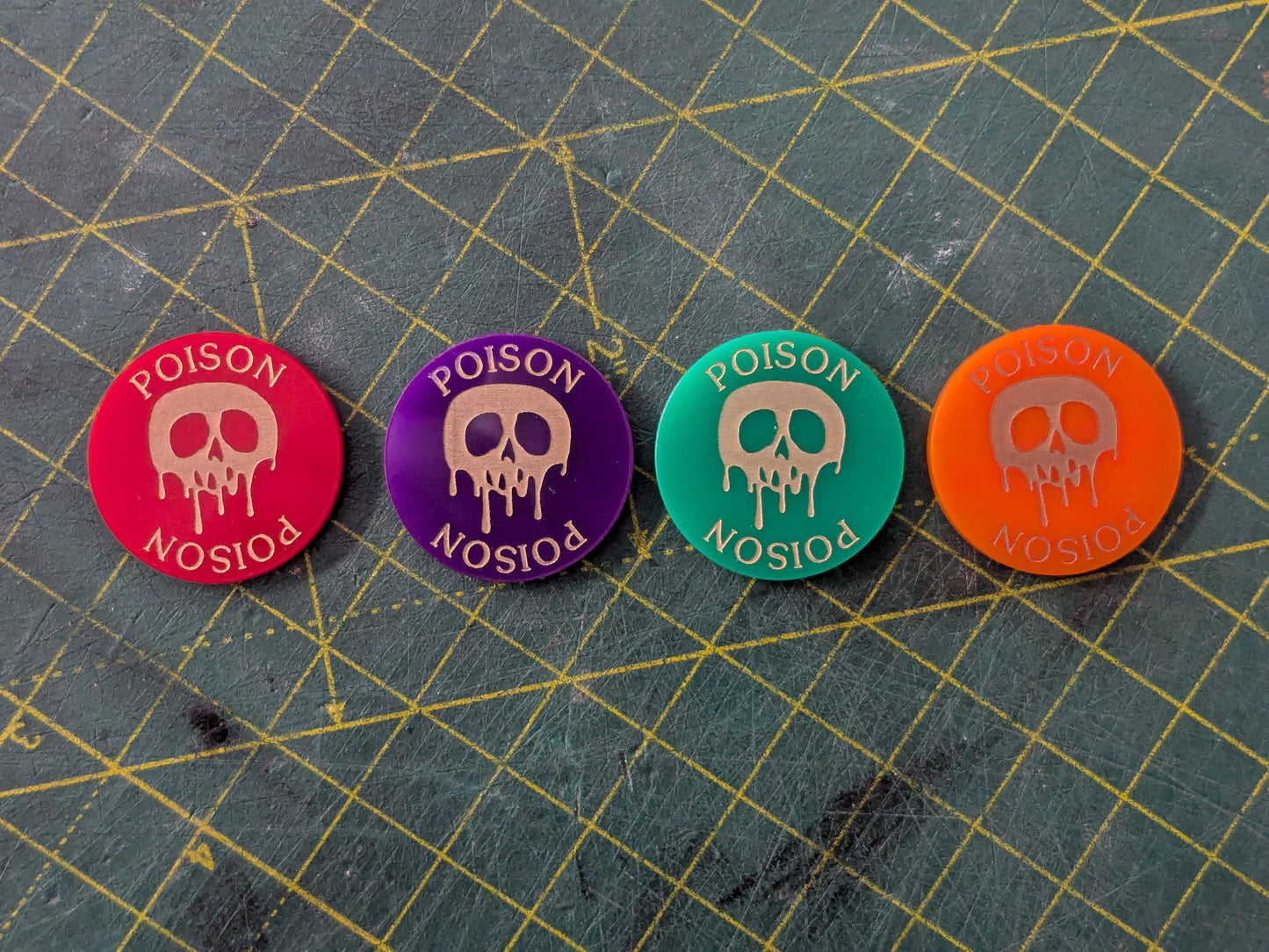 Poison Tokens - Set of 5 - Choice of Colours - 3mm Acrylic
