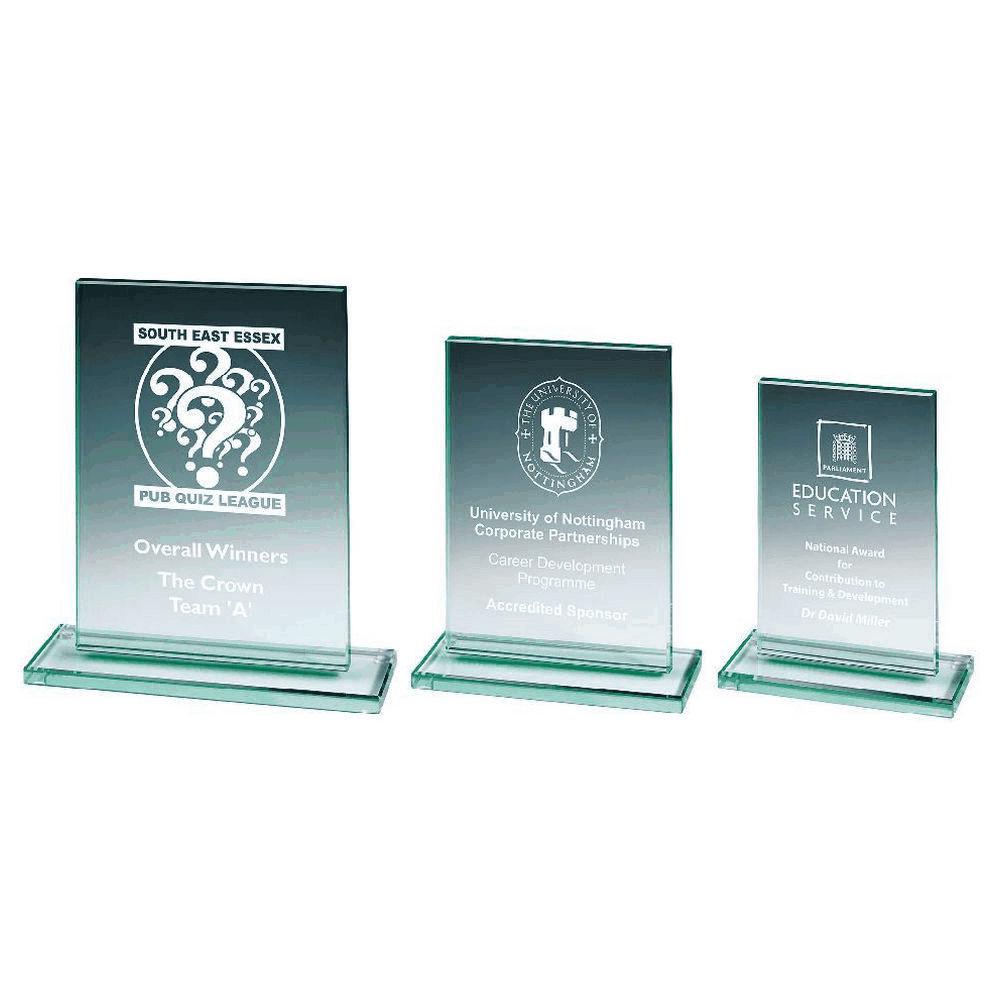 Jade Glass Rectangle Stand - Personalisable Engraving - Available in 3 Sizes