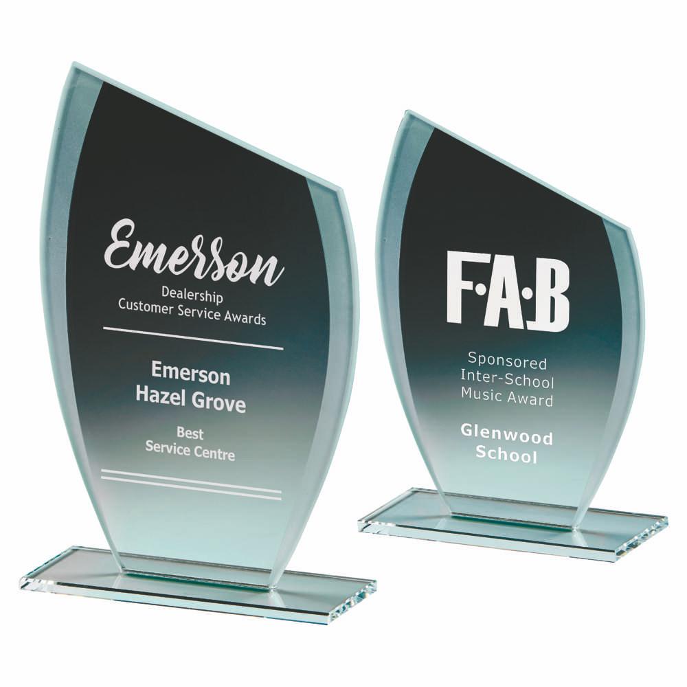 Slope Top Jade Glass Award - Personalisable Engraving - Available in 2 Sizes