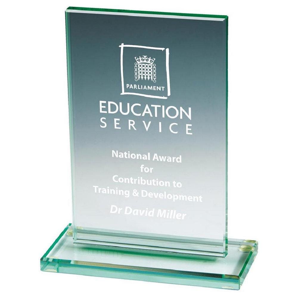 Jade Glass Rectangle Stand - Personalisable Engraving - Available in 3 Sizes
