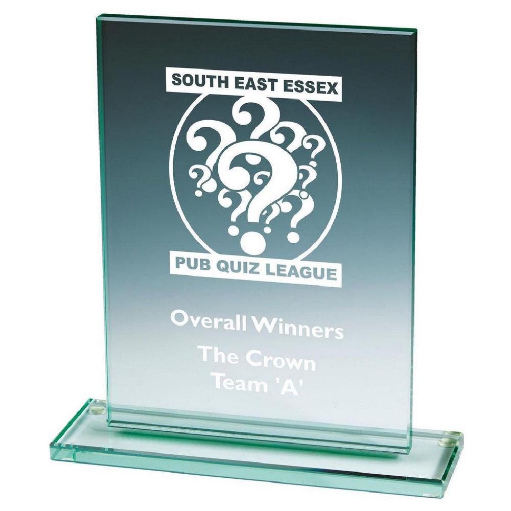 Jade Glass Rectangle Stand - Personalisable Engraving - Available in 3 Sizes