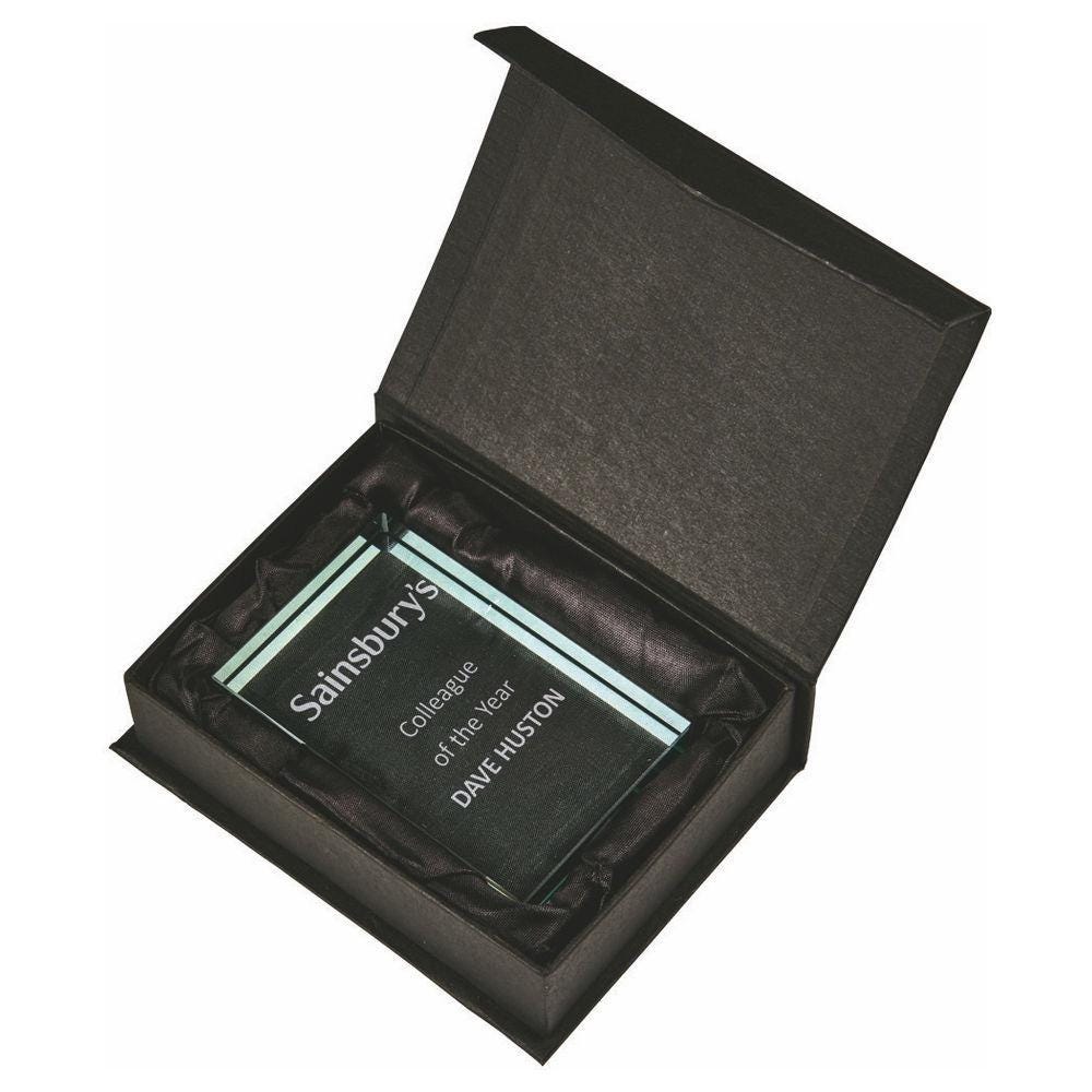 Premium Jade Glass Block Award - with Presentation Case - Personalisable Engraving - Available in 3 Sizes