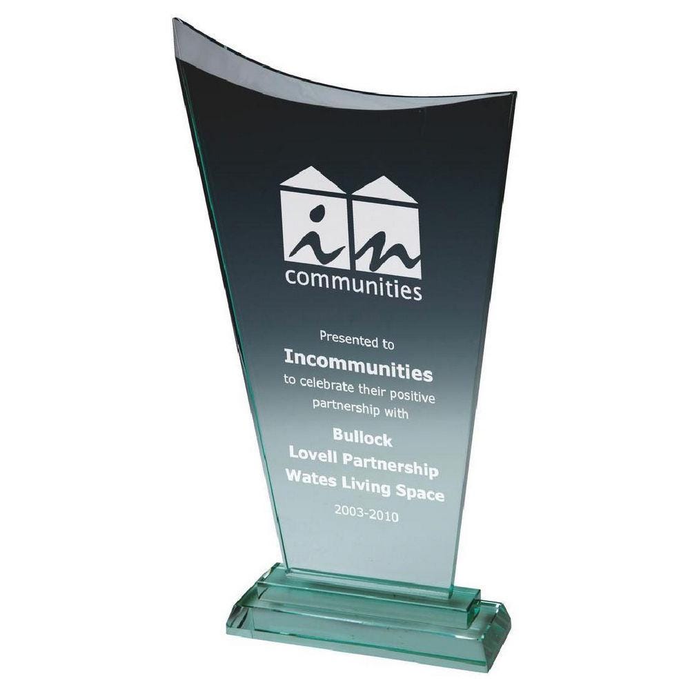 Premium Jade Glass Award - with Presentation Case - Personalisable Engraving - Available in 2 Sizes