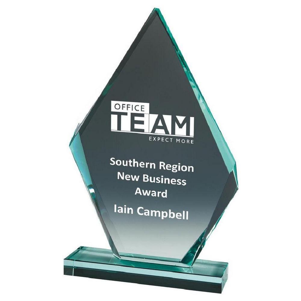 Premium Jade Glass Iceberg Stand - with Presentation Case - Personalisable Engraving - Available in 3 Sizes