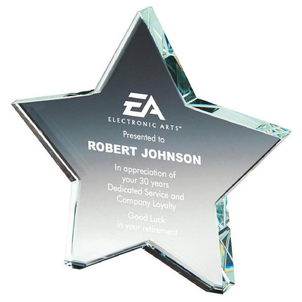 Crystal Star Award - with Presentation Case - Personalisable Engraving - Available in 3 Sizes