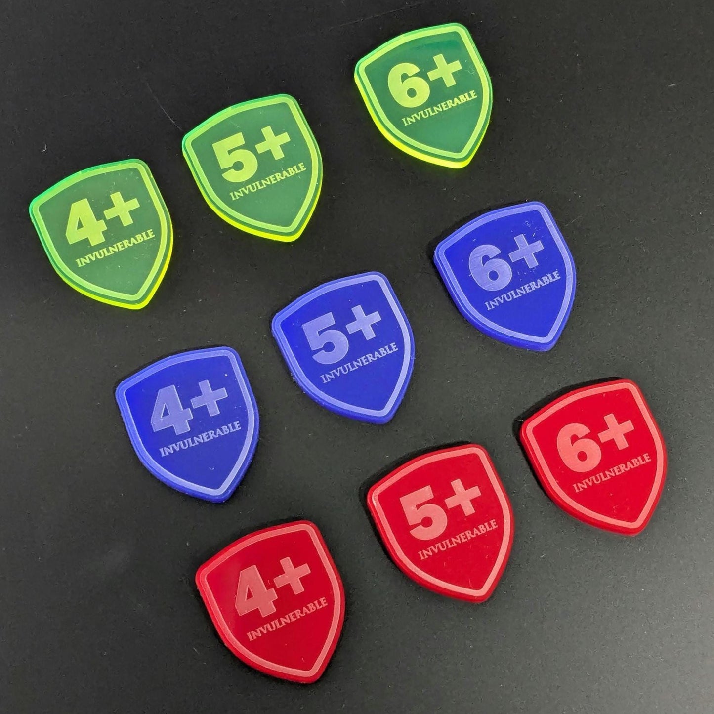 Invulnerable Save Tokens - for use with WH40K - Choice of Colours - 3mm Acrylic
