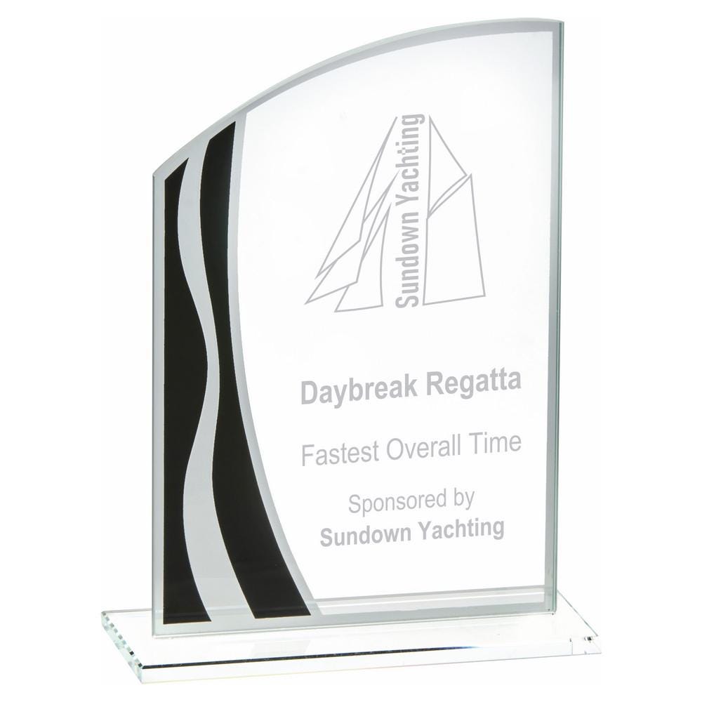 Clear Black/Silver Stripes Glass Awards - Personalisable Engraving - Available in 3 Sizes