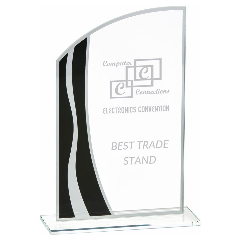 Clear Black/Silver Stripes Glass Awards - Personalisable Engraving - Available in 3 Sizes