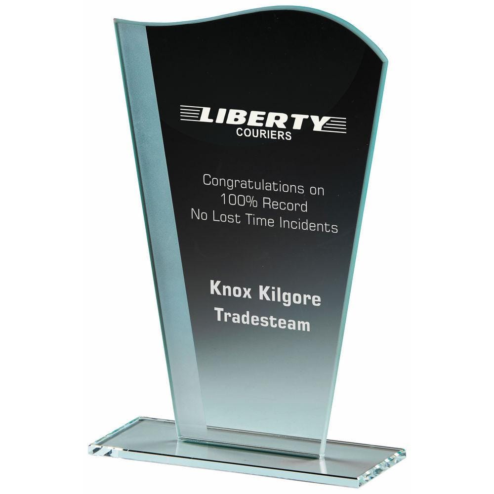 Wave Jade Glass Award - Personalisable Engraving - Available in 2 Sizes
