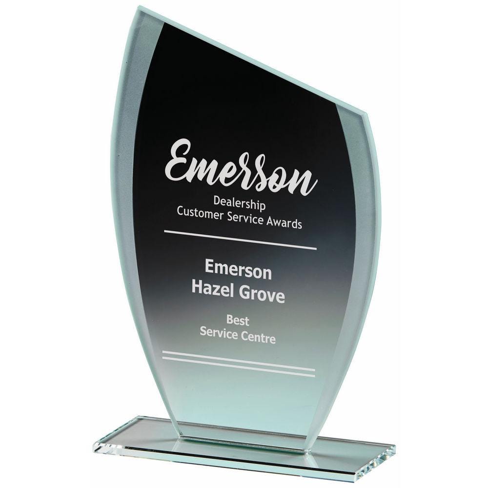 Slope Top Jade Glass Award - Personalisable Engraving - Available in 2 Sizes