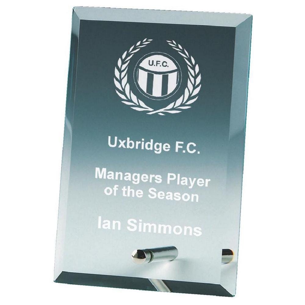 Rectangle Jade Glass Award with Pin Stand - Personalisable Engraving - Available in 2 Sizes