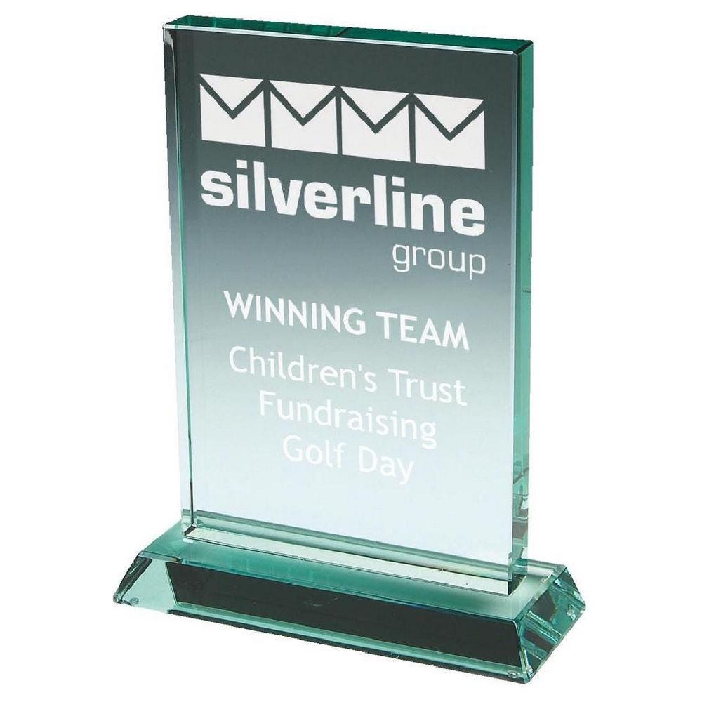 Premium Jade Glass Rectangular Stand - with Presentation Case - Personalisable Engraving - Available in 3 Sizes