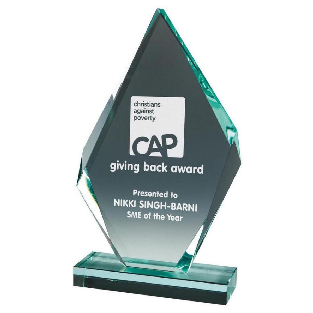 Premium Jade Glass Iceberg Stand - with Presentation Case - Personalisable Engraving - Available in 3 Sizes