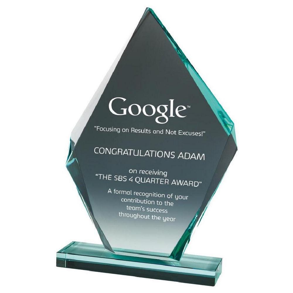 Premium Jade Glass Iceberg Stand - with Presentation Case - Personalisable Engraving - Available in 3 Sizes