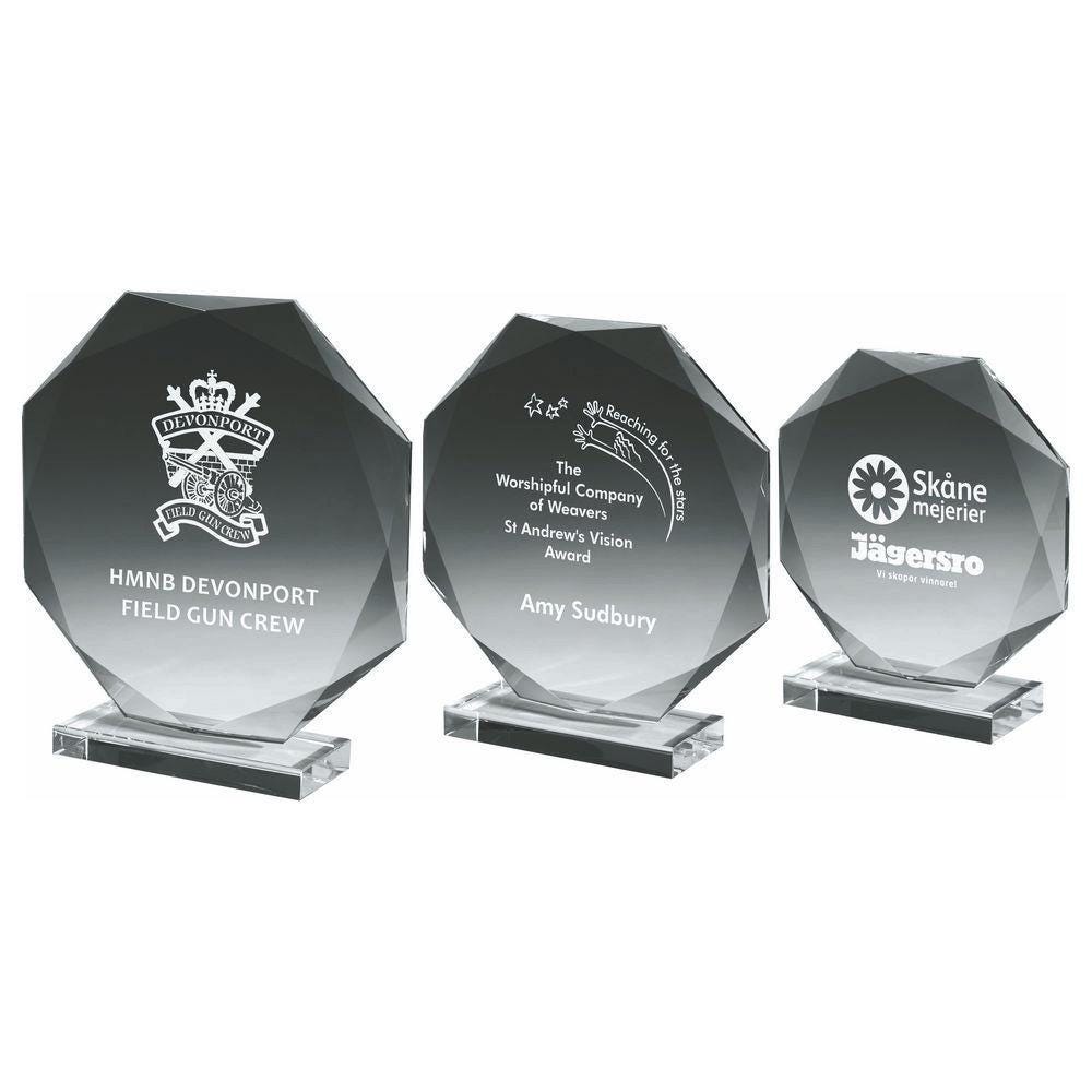 Crystal Octagon Award (In Presentation Case) - Personalisable Engraving - Available in 3 Sizes