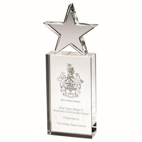 Clear Glass Block With Glass Star - Personalisable Engraving