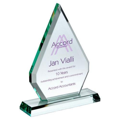 Jade Glass Chunky Diamond Plaque (19mm Thick) - Personalisable Engraving