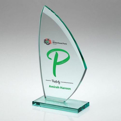 Jade Glass Sail Plaque (10mm Thick) - Personalisable Engraving