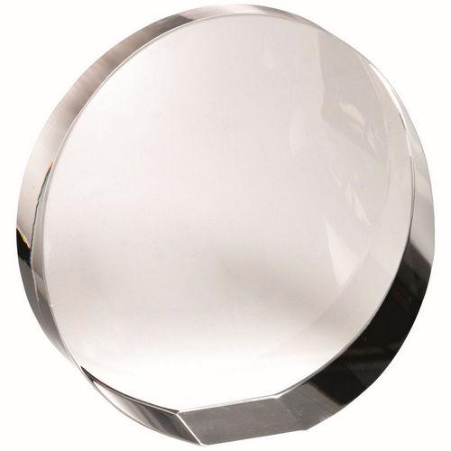 Clear Glass Round Wedged Paperweight (Flat Or Standing) - Personalisable Engraving