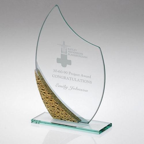 Jade Glass Plaque With Gold/Silver Bubble Detail (4mm Thick) - Personalisable Engraving