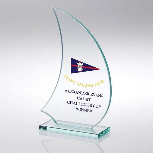 Jade Glass Sail Plaque (6mm Thick) - Personalisable Engraving