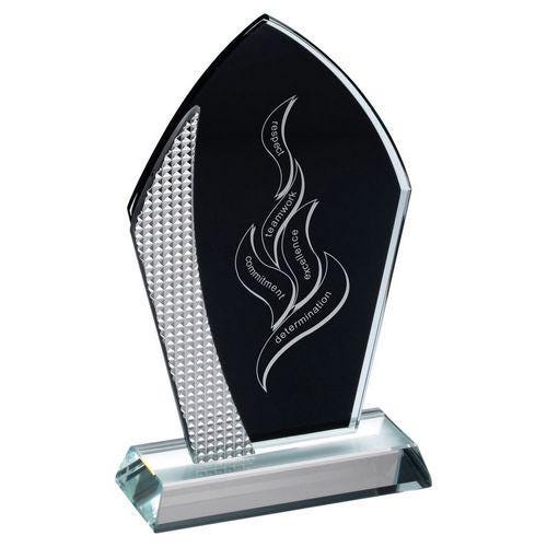 Black Backed Clear Glass Arrowhead With Silver Detail - Personalisable Engraving
