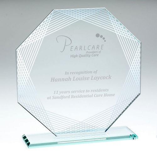 Jade Glass Octagon + Silver Lined Edges (4mm Thick) - Personalisable Engraving