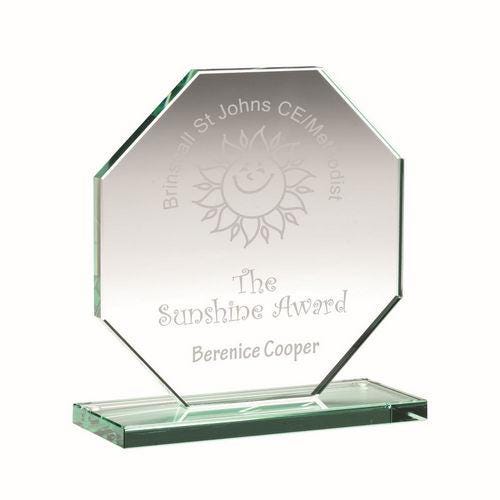 Jade Glass Octagon Plaque (10mm Thick) - Personalisable Engraving