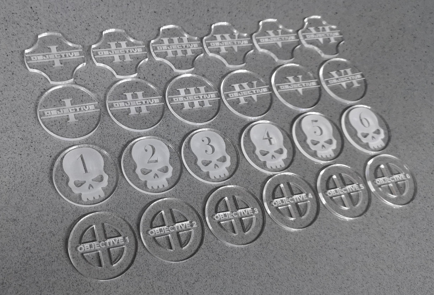 40mm Objective Markers - Set of 6, ideal for use with WH40K