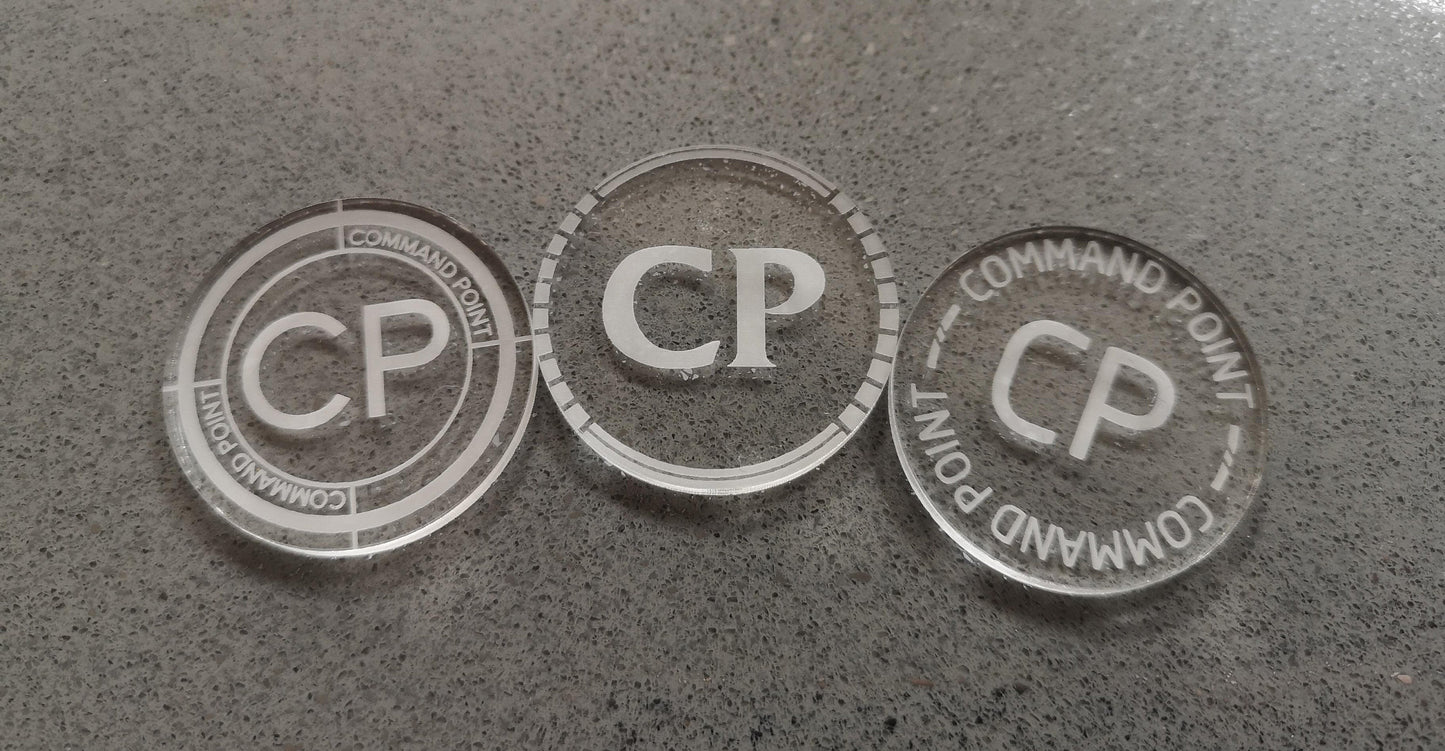 WH40K Command Point Tokens: Laser Engraved Acrylic, Set of 6