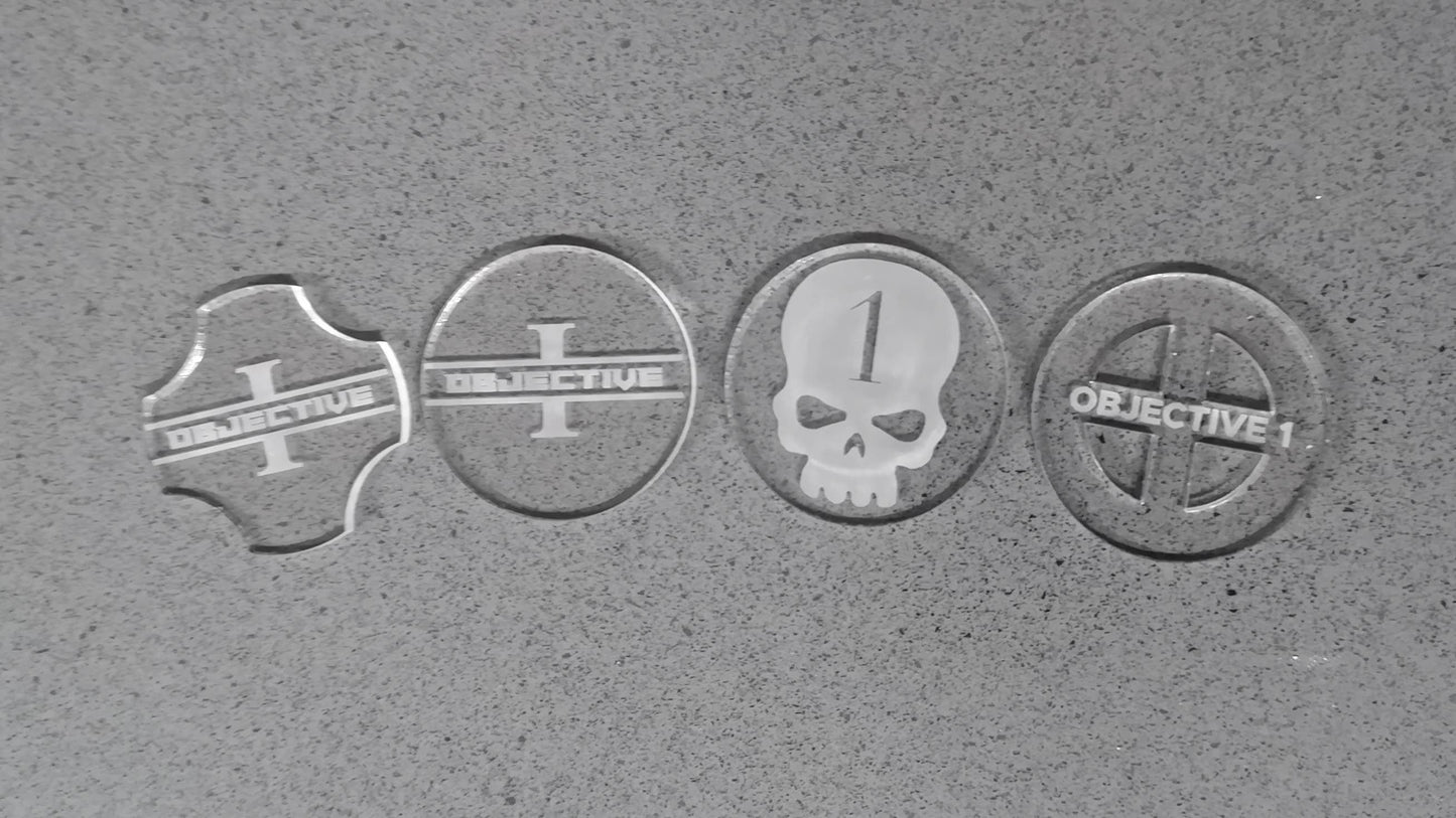 40mm Objective Markers - Set of 6, ideal for use with WH40K