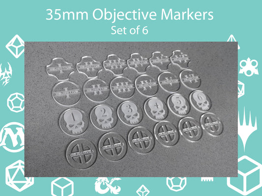 40mm Objective Markers - Set of 6, ideal for use with WH40K