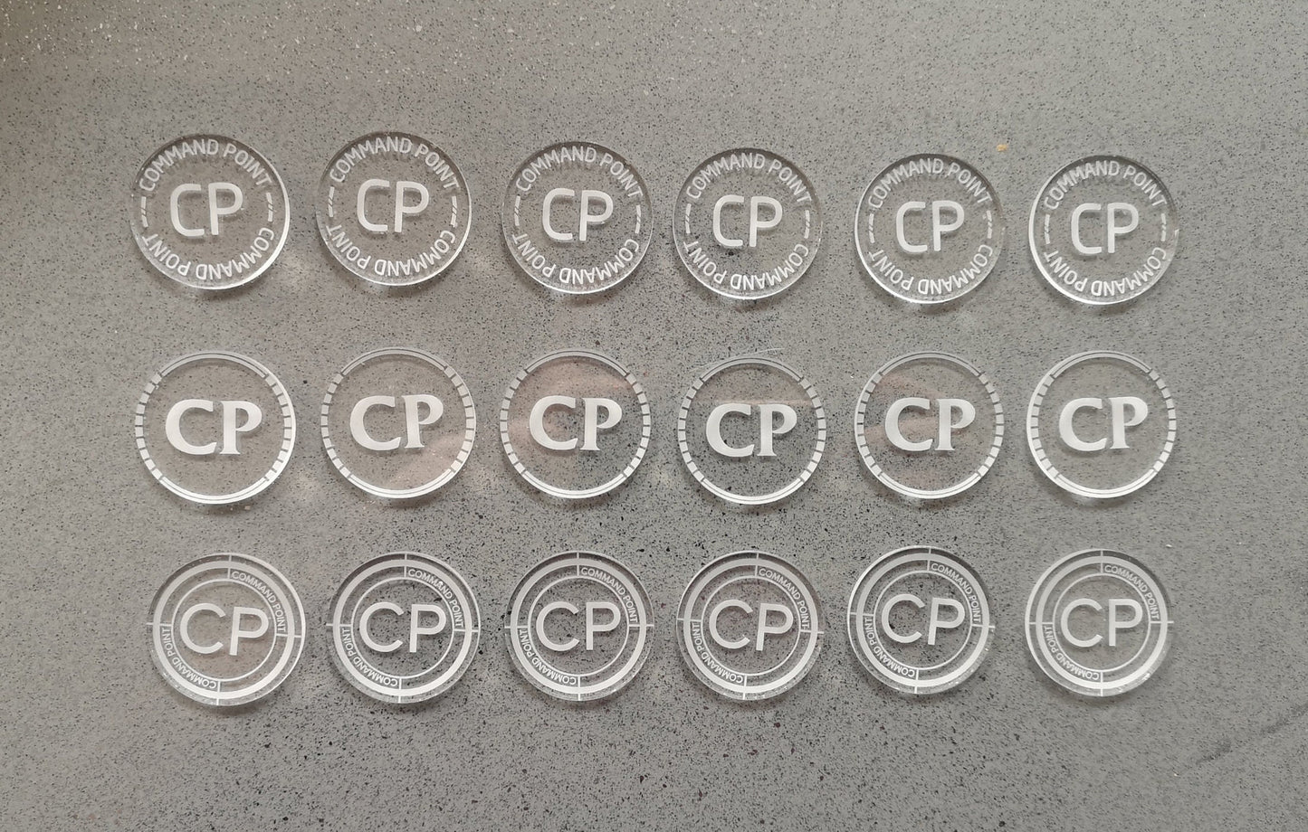 WH40K Command Point Tokens: Laser Engraved Acrylic, Set of 6