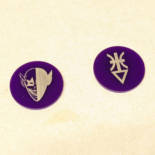 WH40K Aeldari or Drukhari Harlequin Coin - Double Sided Harlequin Token - 3mm Purple Acrylic