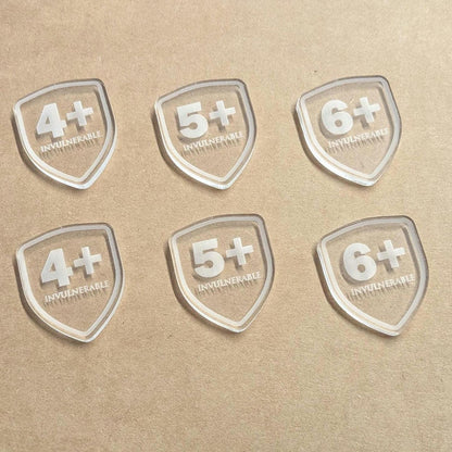 Invulnerable Save Tokens - for use with WH40K - Choice of Colours - 3mm Acrylic