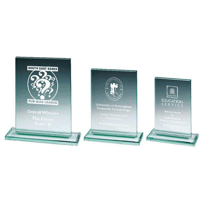 Jade Glass Rectangle Stand - Personalisable Engraving - Available in 3 Sizes