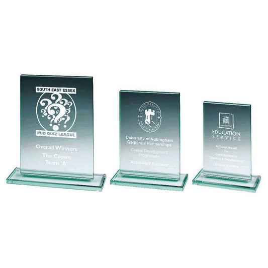 Jade Glass Rectangle Stand - Personalisable Engraving - Available in 3 Sizes
