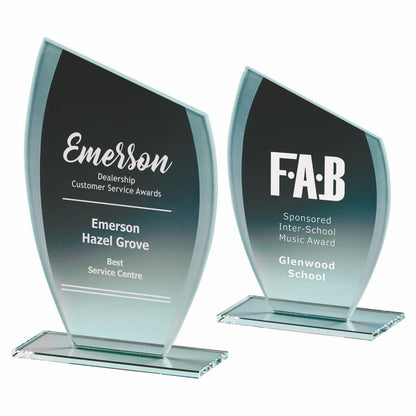 Slope Top Jade Glass Award - Personalisable Engraving - Available in 2 Sizes