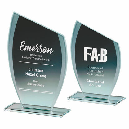 Slope Top Jade Glass Award - Personalisable Engraving - Available in 2 Sizes