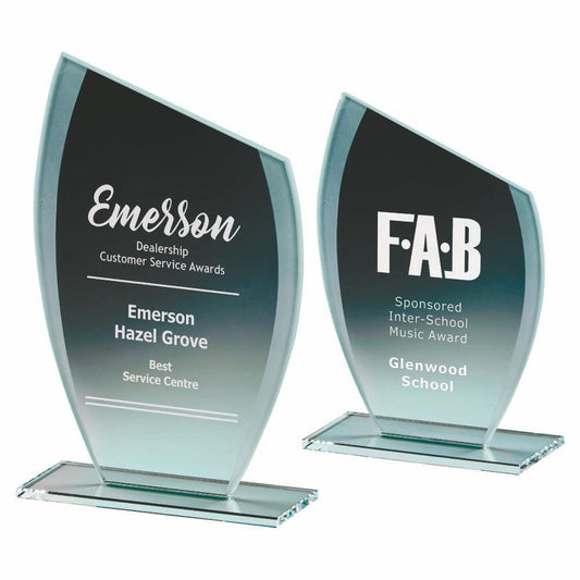 Slope Top Jade Glass Award - Personalisable Engraving - Available in 2 Sizes