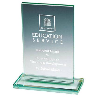 Jade Glass Rectangle Stand - Personalisable Engraving - Available in 3 Sizes