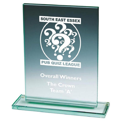 Jade Glass Rectangle Stand - Personalisable Engraving - Available in 3 Sizes
