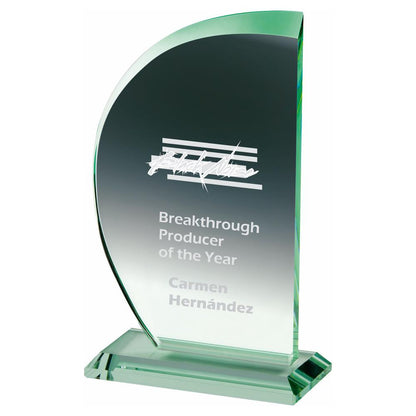 Jade Glass "Sail" Award - with Presentation Case - Personalisable Engraving - Available in 3 Sizes