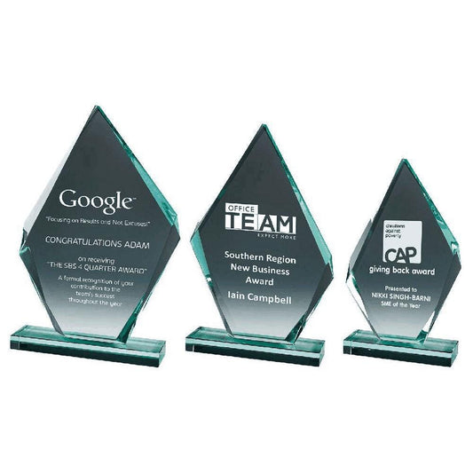 Premium Jade Glass Iceberg Stand - with Presentation Case - Personalisable Engraving - Available in 3 Sizes