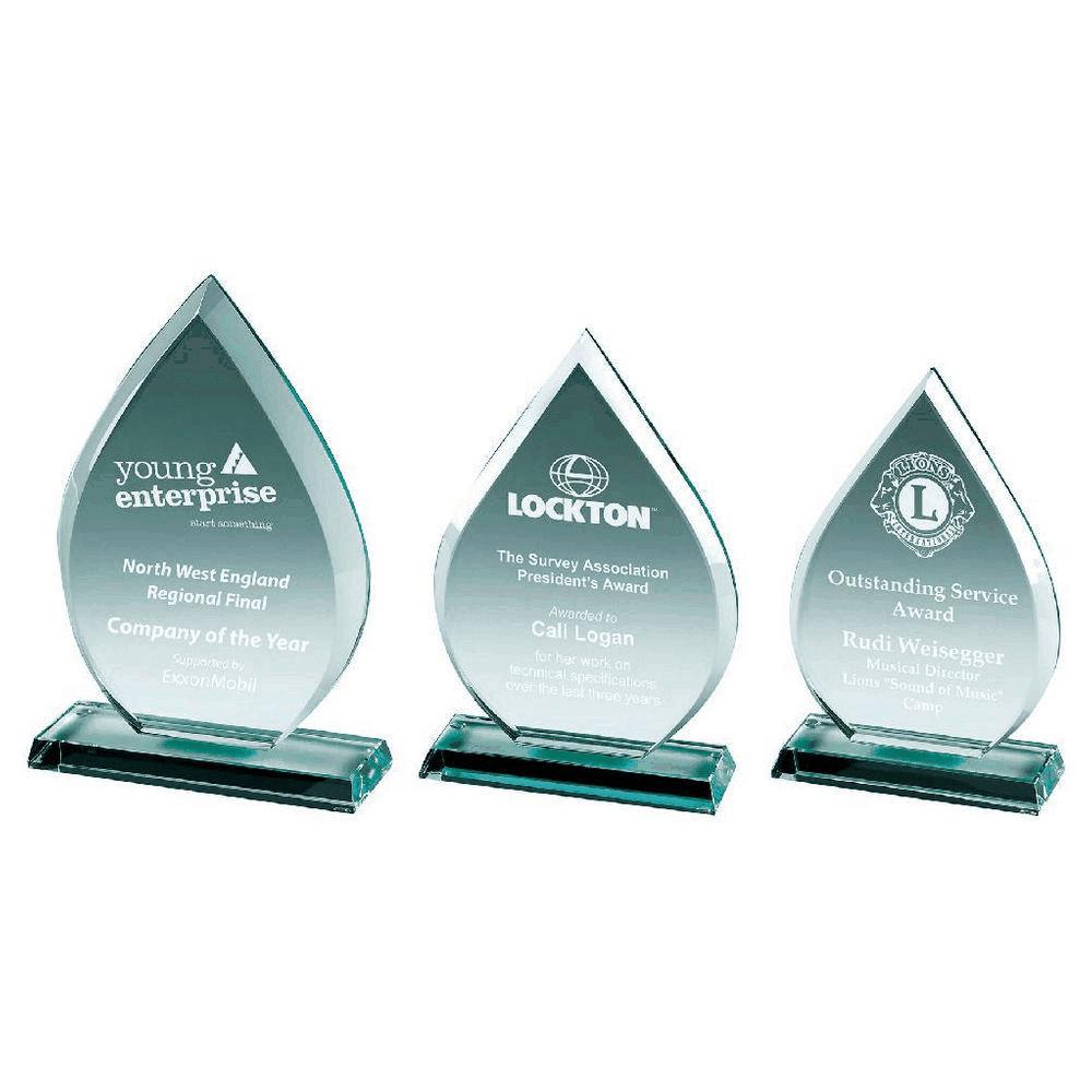 Premium Jade Glass Teardrop Stand - with Presentation Case - Personalisable Engraving - Available in 3 Sizes