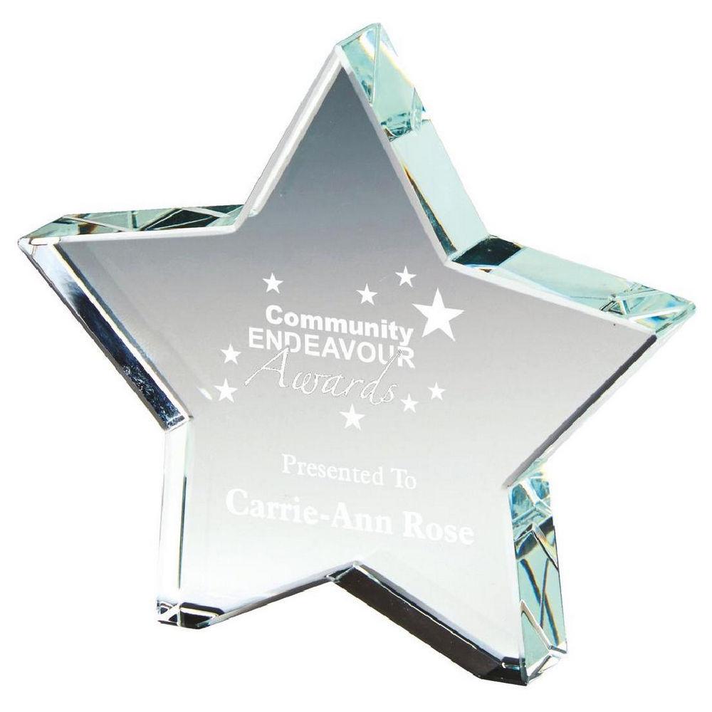 Crystal Star Award - with Presentation Case - Personalisable Engraving - Available in 3 Sizes