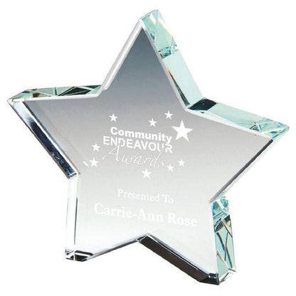 Crystal Star Award - with Presentation Case - Personalisable Engraving - Available in 3 Sizes
